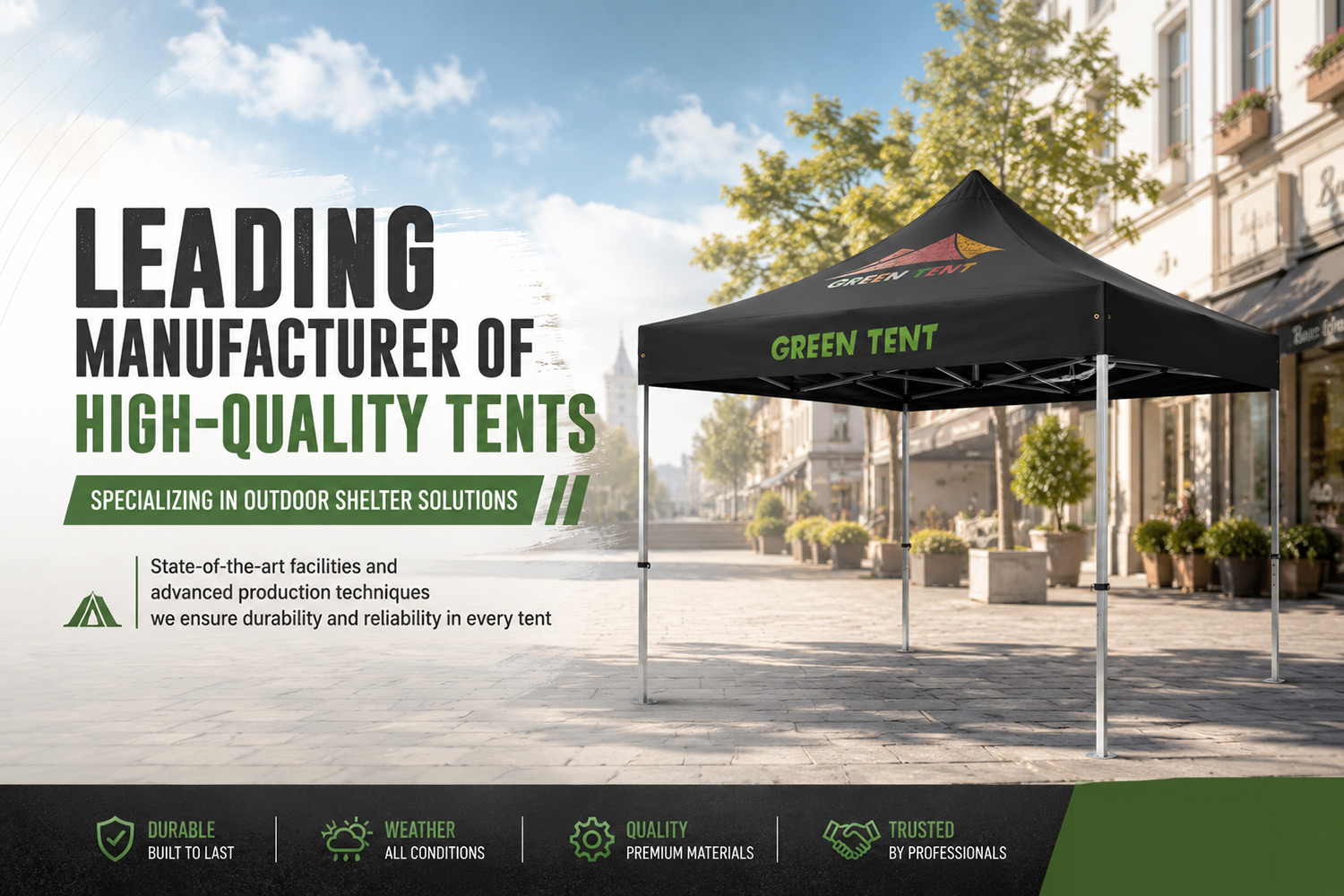 Outdoor pop up trade show tent